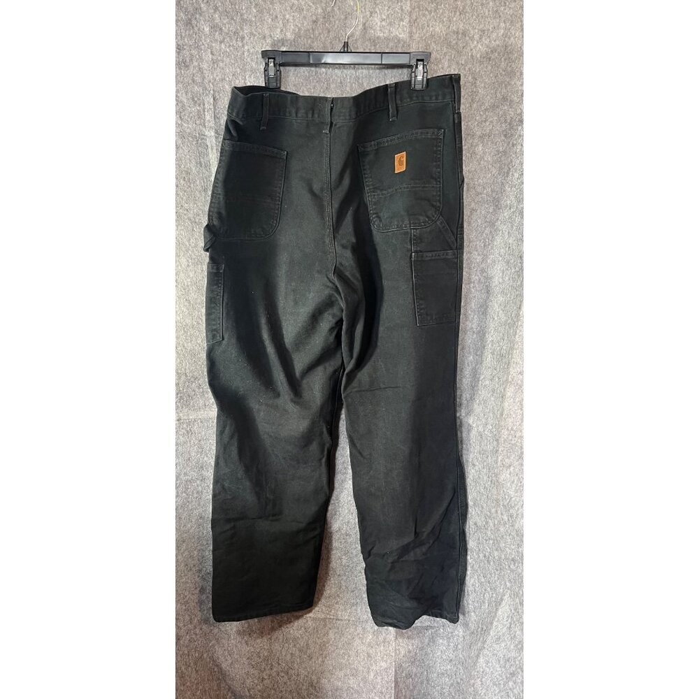 Carhartt Mens Black Cotton Work Pants Size 40x34 With Utility Pocket & Durable